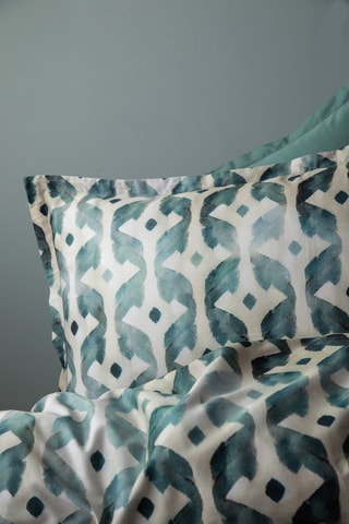 Conjunto de edredão em cetim de algodão Batique 83 fios/cm²- Verde e bege