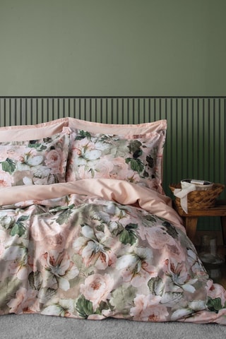 Conjunto de edredão em cetim de algodão Rosière 83 fios/cm² - Rosa e verde
