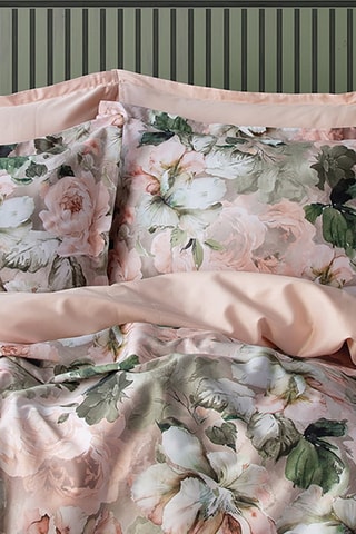 Conjunto de edredão em cetim de algodão Rosière 83 fios/cm² - Rosa e verde