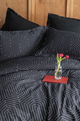 Conjunto de edredão em cetim de algodão 83 fios/cm² - Preto