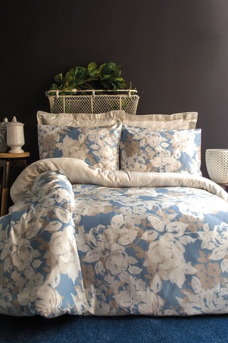 Conjunto de edredão em cetim de algodão - 83 fios/cm² - Azul