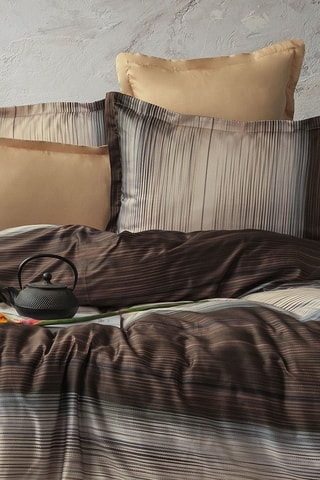 Conjunto de edredão em cetim de algodão Gerard - 83 fios/cm² - bege