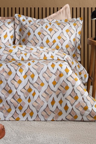 Conjunto de edredão em cetim de algodão Crassa 83 fios/cm² - Âmbar e branco