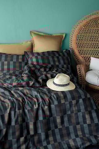 Conjunto de edredão em cetim de algodão Marone 83 fios/cm² - Azul-marinho