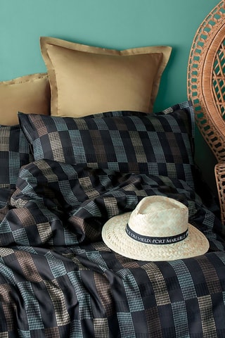 Conjunto de edredão em cetim de algodão Marone 83 fios/cm² - Azul-marinho