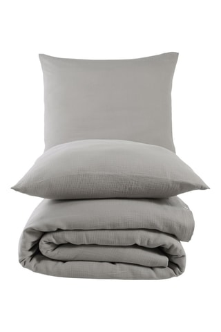 Capa de edredão em cetim de algodão Mima - Cinzento