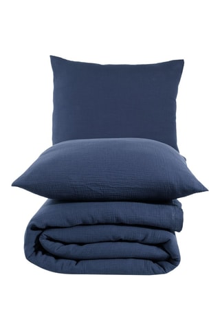 Capa de edredão em cetim de algodão Mima - Azul-marinho