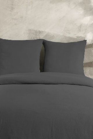 Capa de edredão em cetim de algodão Mima - Antracite