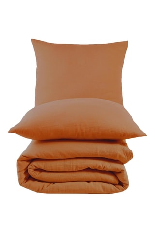 Capa de edredão em cetim de algodão Mima - Castanho