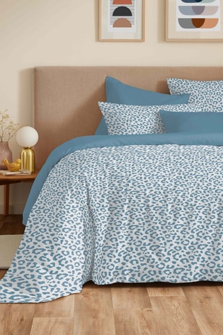 Pack conjunto de edredão em algodão 57 fios/cm² Diana - Azul e branco