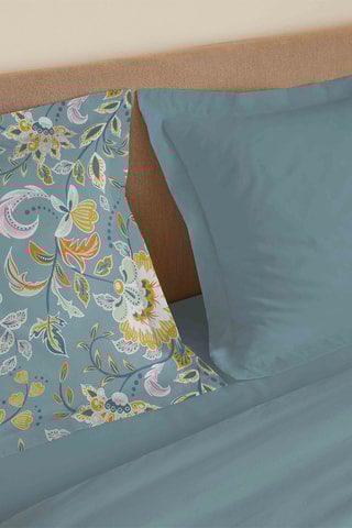 Conjunto de lençóis em algodão - 57 fios/cm² - Turquesa