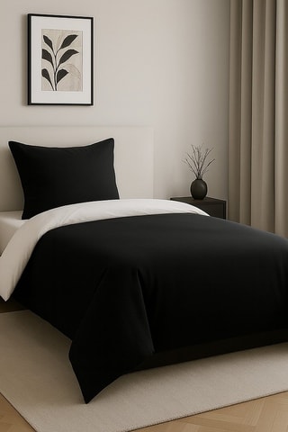 Capa de edredão reversível em algodão - 57 fios/cm² - Preto e branco