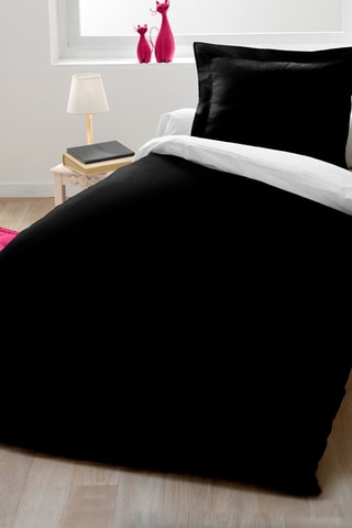 Capa de edredão reversível em algodão - 57 fios/cm² - Preto e branco