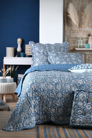 Conjunto colcha Julianne - Branco e azul