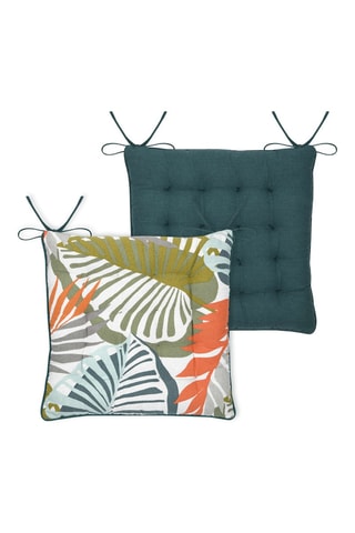 Almofada de cadeira reversível Kentia - Petróleo e laranja - 38 x 38 cm