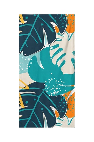 Toalha de praia grande - Azul e laranja - 75 x 150 cm