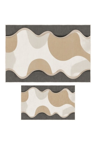 2 tapetes de banho - Bege e antracite - 50 x 60/60 x 100 cm