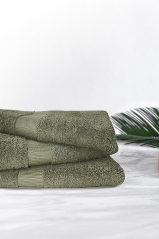 3 toalhas de mãos - Verde-azeitona - 50 x 90 cm