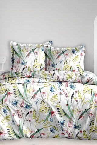 Conjunto de edredão em algodão 70 fios/cm² - Branco e verde