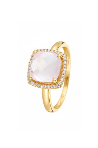 Anel Quartissime - Ouro amarelo, diamantes e quartzo rosa