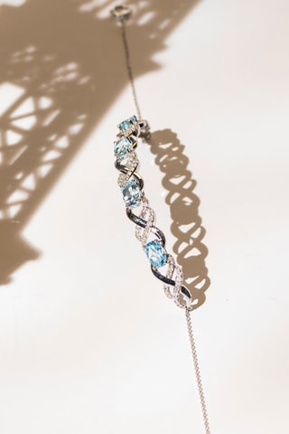 Pulseira Launceston Ouro branco, diamantes e topázio