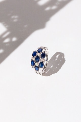 Anel Bohol Ouro branco, safiras e diamantes