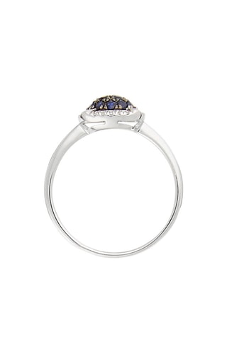 Anel Banjar Ouro branco, diamantes e safira