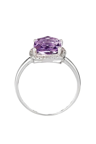 Anel Pukhet Ouro branco, ametista e diamantes