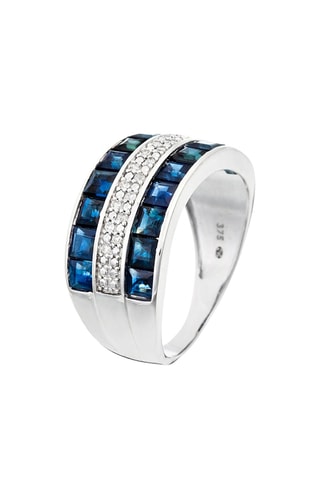 Anel Lahad  Ouro branco, safiras e diamantes