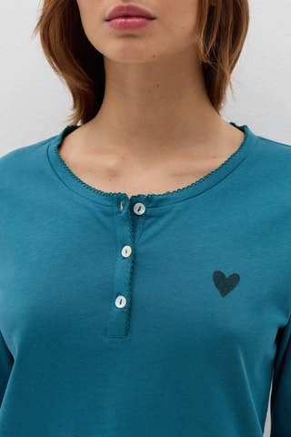 Pijama em algodão biológico - Azul-pato e branco