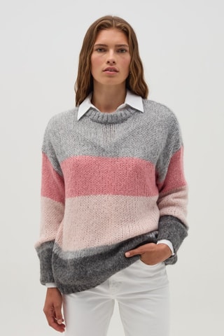 Camisola - Cinzento mesclado e rosa