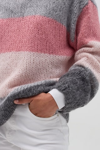 Camisola - Cinzento mesclado e rosa