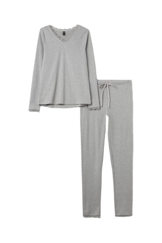 Pijama em algodão biológico - Cinzento-claro