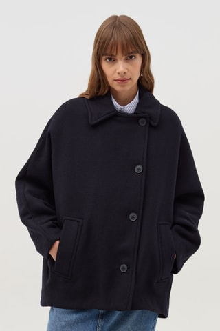 Casaco de marinheiro em lã - Azul-marinho