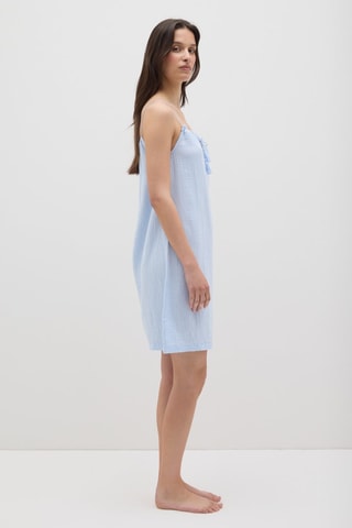 Camisa de noite em algodão biológico - Azul-celeste