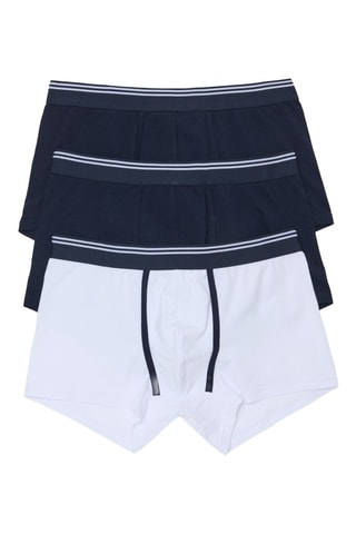 3 boxers em algodão biológico - Azul-marinho e branco