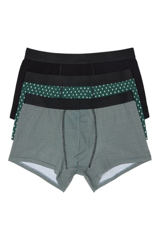 3 boxers em algodão biológico - Preto e verde-escuro