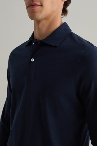 Polo em algodão biológico - Azul-marinho