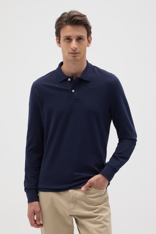 Polo em algodão biológico - Azul-marinho