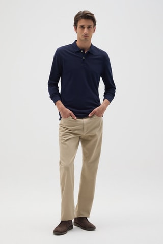 Polo em algodão biológico - Azul-marinho