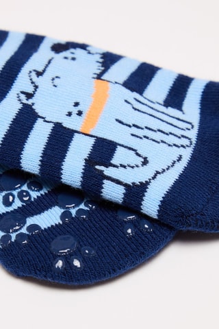 2 pares de meias antiderrapantes em algodão biológico - Azul-celeste e azul-marinho