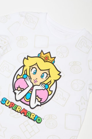 T-shirt e calças Princesa Peach Super Mario - Branco e rosa