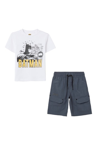 T-shirt e bermudas Batman A Liga da Justiça DC Comics - Branco e cinzento