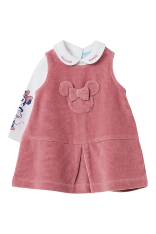 T-shirt e vestido em veludo Minnie Disney - Rosa e branco