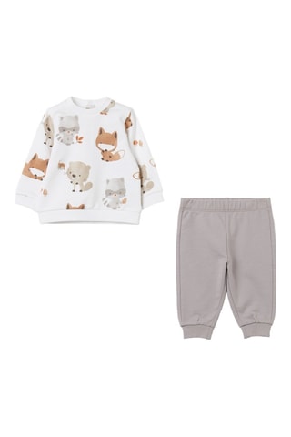 Sweat e calças em algodão biológico - Branco e cinzento