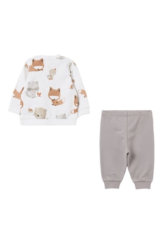 Sweat e calças em algodão biológico - Branco e cinzento