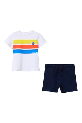 T-shirt e calções - Branco e azul-marinho