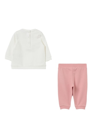 T-shirt e calças em algodão biológico - Rosa e branco