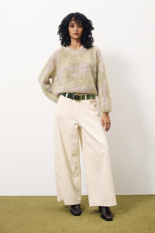 Pull en mohair et laine Patsy - Vert clair et rose clair