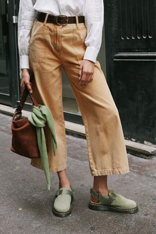 Jean large 7/8 taille haute Prunella - Jaune